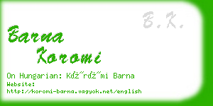 barna koromi business card